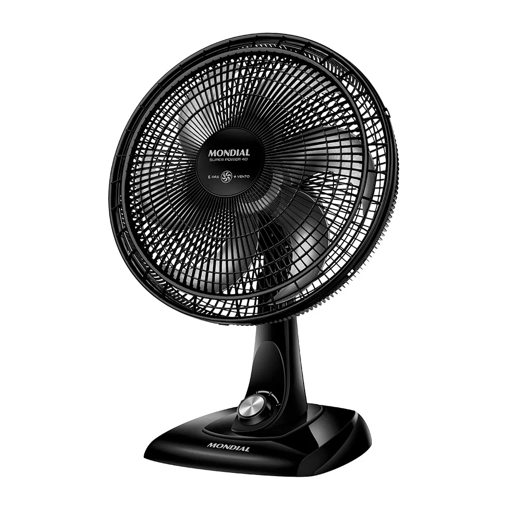 Ventilador de Mesa com 6 Pás Super Power Preto e Cinza 40CM - VSP-40-B - Mondial