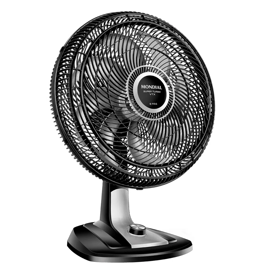 Ventilador de Mesa com 8 Pás Super Silencioso Tubo Preto e Cinza 40CM 140W - VTX-40 - Mondial