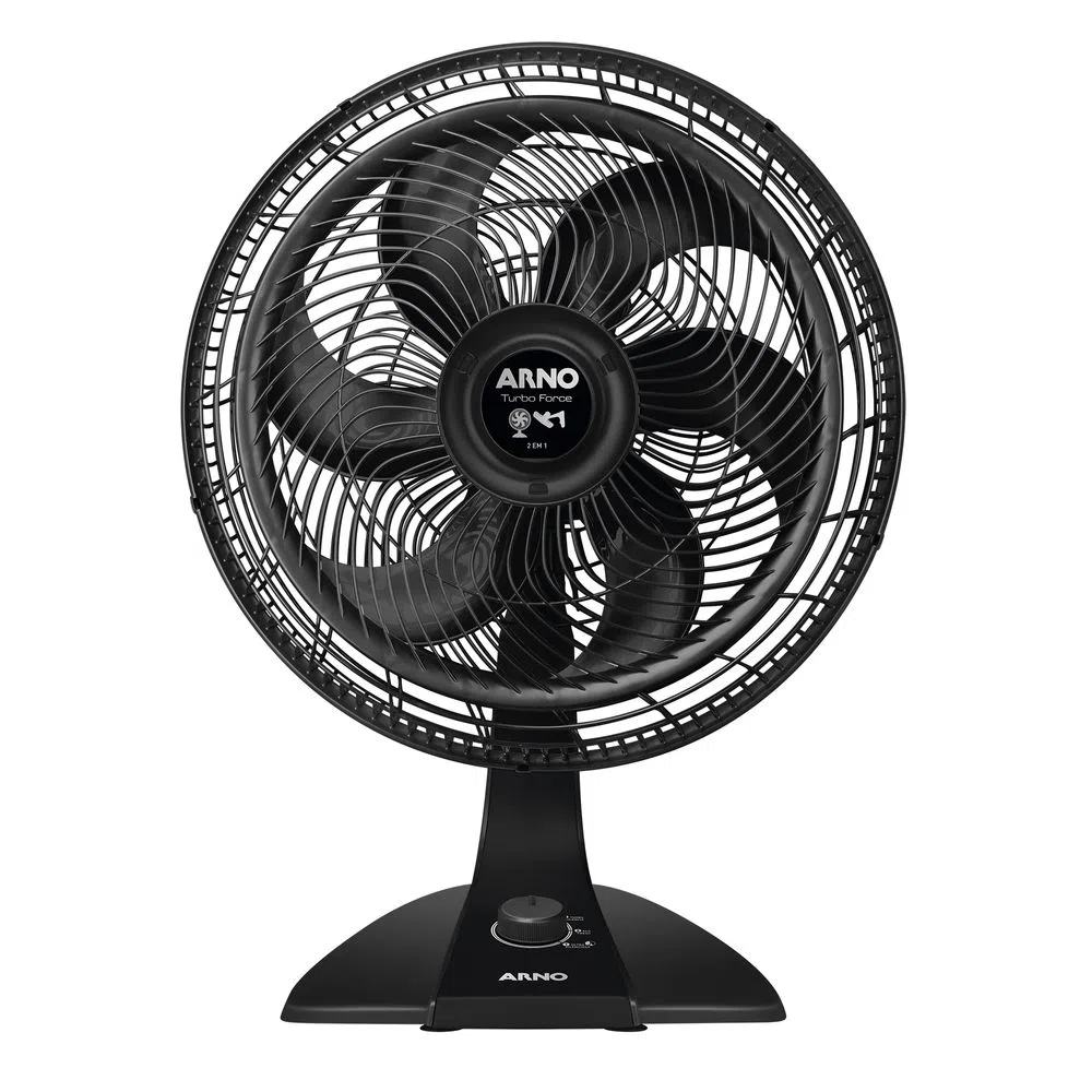 Ventilador 2 em 1 40cm Turbo Force Mesa ou Parede com 6 Pás e 3 Velocidades 126W Preto VF42 Arno
