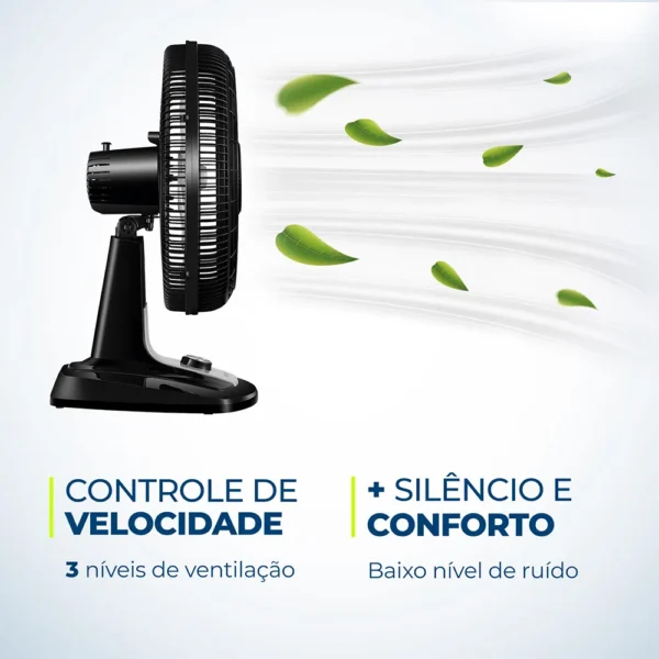 Ventilador de Mesa com 8 Pás Super Silencioso Tubo Preto e Cinza 40CM 140W - VTX-40 - Mondial - Image 3