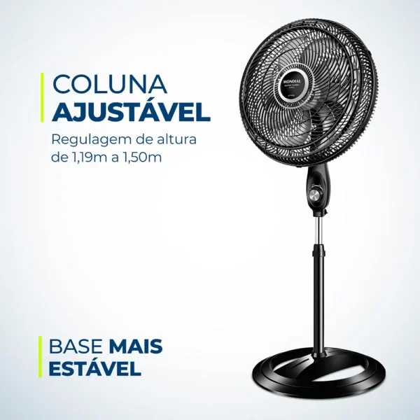 Ventilador Coluna com 8 Pás Preto e Cinza 40CM - VTX-40C-8P - Mondial - Image 3