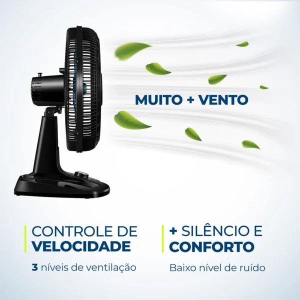 Ventilador de Mesa 40cm 8 Pás e 3 Velocidades Preto e Azul VTX-40-CHROME Mondial - Image 3