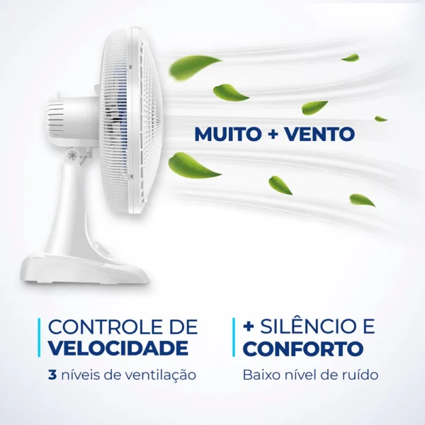 Ventilador de Mesa com 6 Pás Super Power Branco e Azul 40CM - VSP-40-B - Mondial - Image 3