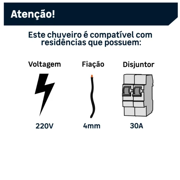 Ducha Elétrica Lorenzetti Multitemperaturas Top Jet 220V 6400W Branco - Image 5
