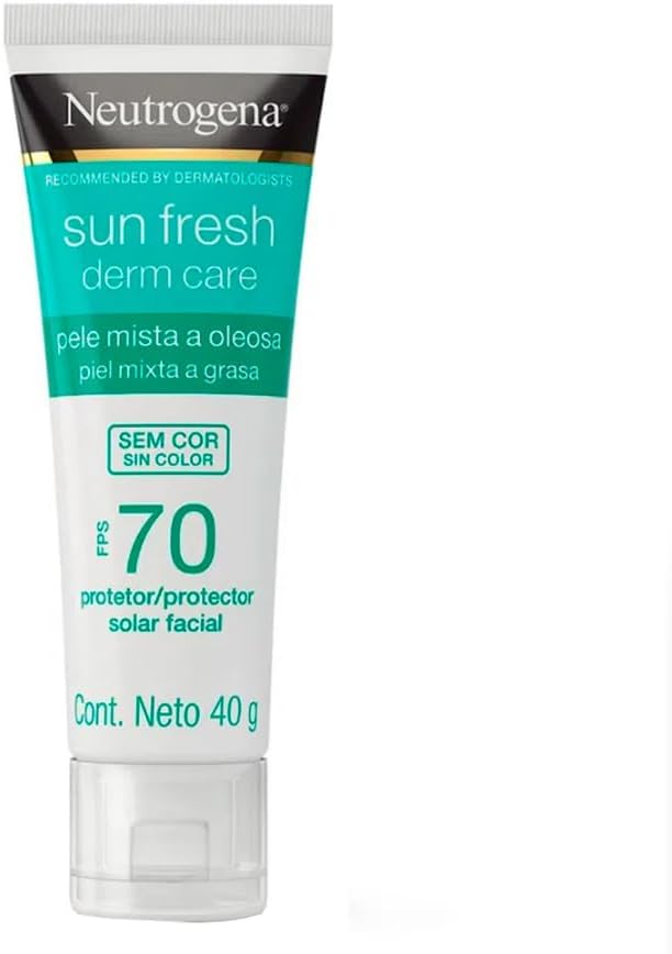 Neutrogena Sun Fresh Protetor Solar Facial Derm Care, Pele Oleosa, Sem/Com Cor, FPS 70, 40g - Image 31