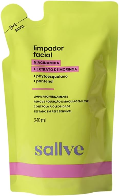 Sallve Refil Limpador Facial 240ml - Niacinamida, Extrato de Moringa