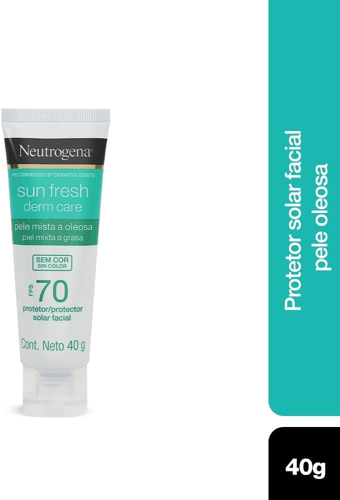 Neutrogena Sun Fresh Protetor Solar Facial Derm Care, Pele Oleosa, Sem/Com Cor, FPS 70, 40g - Image 21