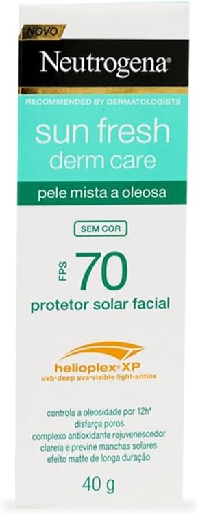Neutrogena Sun Fresh Protetor Solar Facial Derm Care, Pele Oleosa, Sem/Com Cor, FPS 70, 40g - Image 22