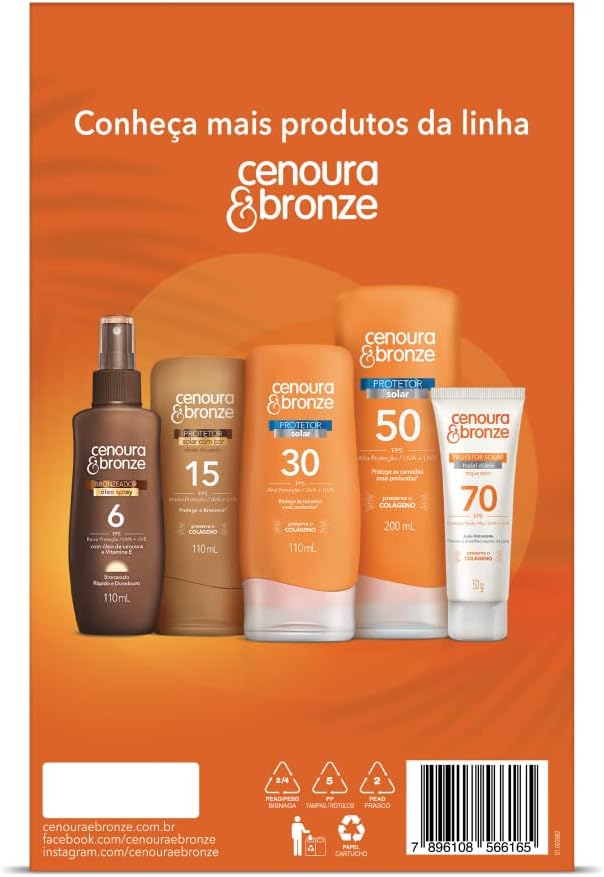 Cenoura e Bronze Kit Protetor Solar Corpo FPS 30 200ml + Facial FPS 30 50g, Cor: Branco - Image 6