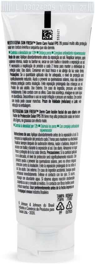 Neutrogena Sun Fresh Protetor Solar Facial Derm Care, Pele Oleosa, Sem/Com Cor, FPS 70, 40g - Image 23