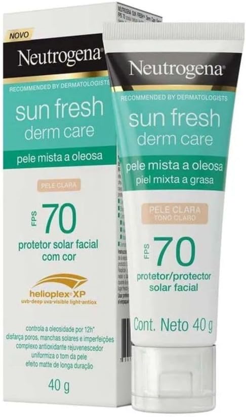 Neutrogena Sun Fresh Protetor Solar Facial Derm Care, Pele Oleosa, Sem/Com Cor, FPS 70, 40g - Image 34
