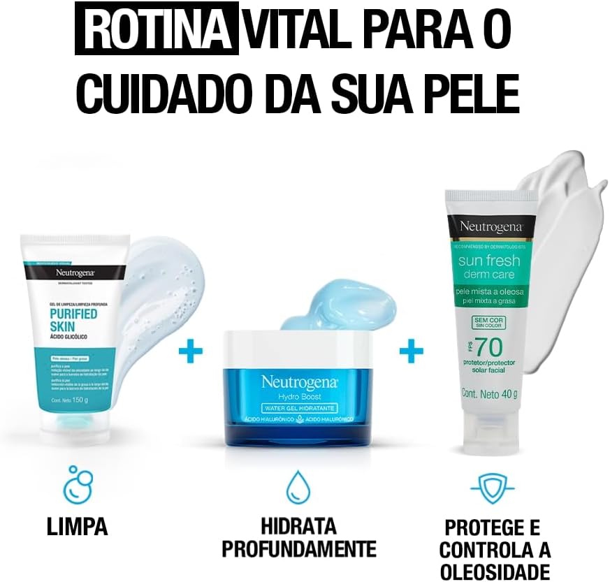 Neutrogena Sun Fresh Protetor Solar Facial Derm Care, Pele Oleosa, Sem/Com Cor, FPS 70, 40g - Image 28