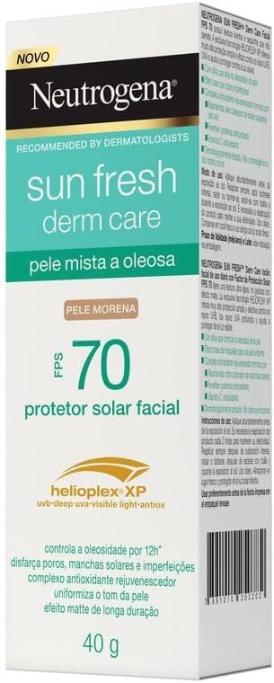 Neutrogena Sun Fresh Protetor Solar Facial Derm Care, Pele Oleosa, Sem/Com Cor, FPS 70, 40g - Image 45
