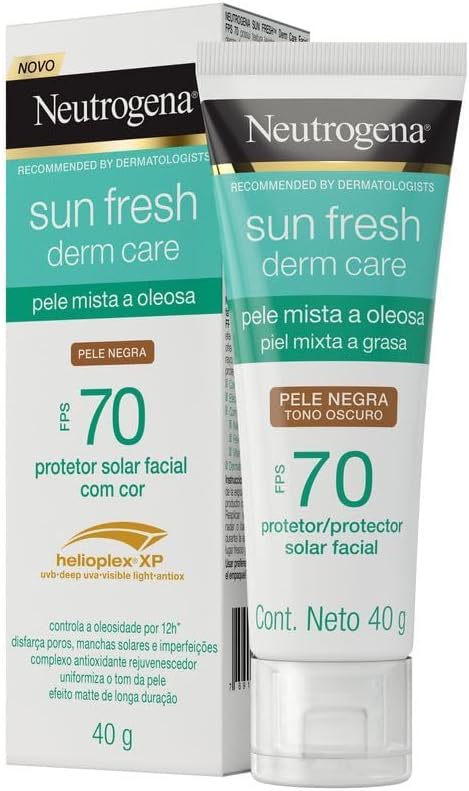 Neutrogena Sun Fresh Protetor Solar Facial Derm Care, Pele Oleosa, Sem/Com Cor, FPS 70, 40g - Image 8
