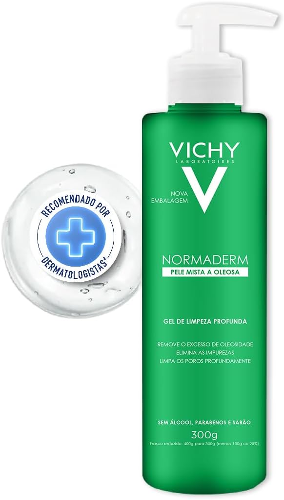 Vichy Normaderm Gel de Limpeza Profunda, com Ácido Glicólico e Salicílico, 300g