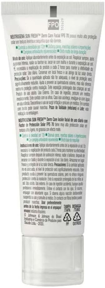 Neutrogena Sun Fresh Protetor Solar Facial Derm Care, Pele Oleosa, Sem/Com Cor, FPS 70, 40g - Image 35