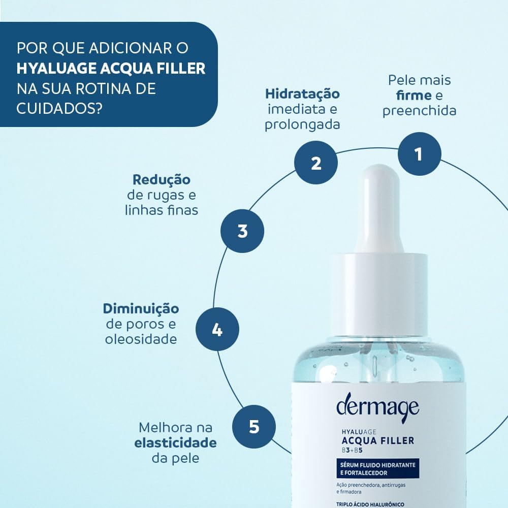 Sérum Fluido Hidratante e Fortalecedor Dermage Hyaluage Acqua Filler B3 + B5 (30ml) - Image 8