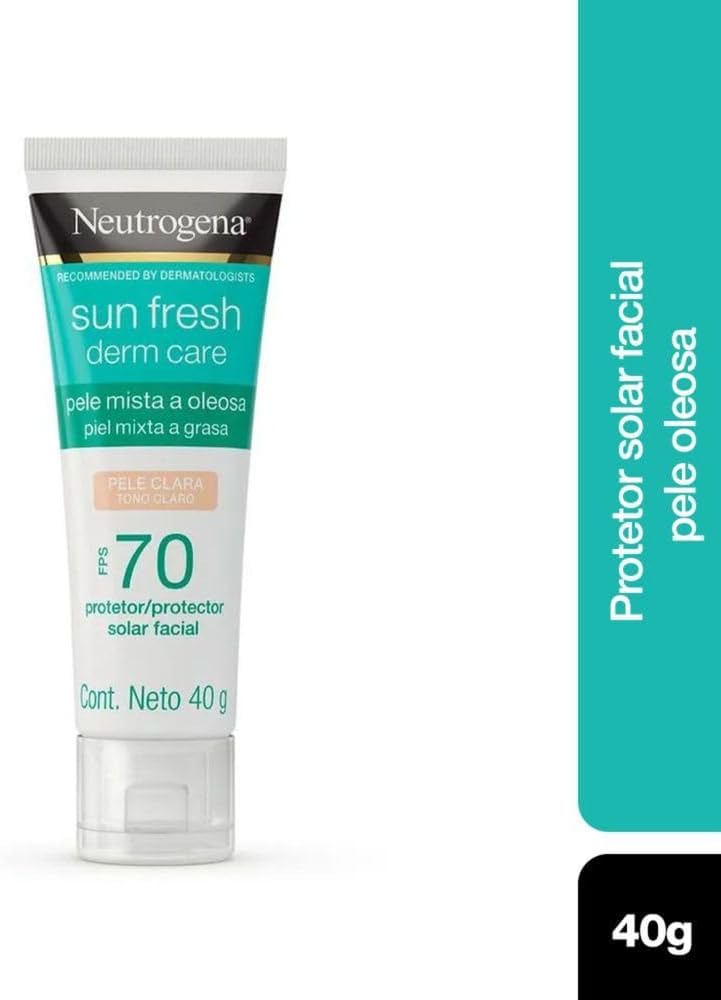 Neutrogena Sun Fresh Protetor Solar Facial Derm Care, Pele Oleosa, Sem/Com Cor, FPS 70, 40g - Image 33