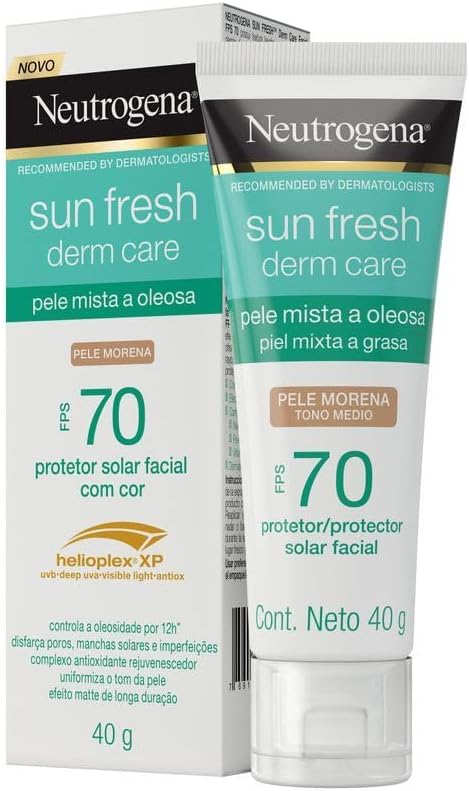 Neutrogena Sun Fresh Protetor Solar Facial Derm Care, Pele Oleosa, Sem/Com Cor, FPS 70, 40g - Image 43