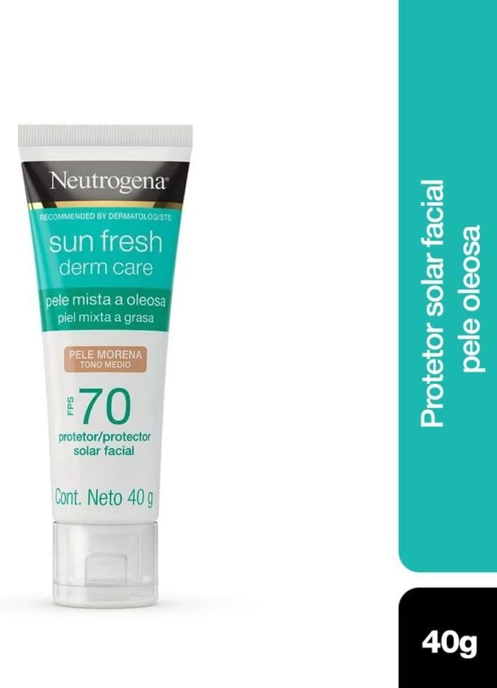 Neutrogena Sun Fresh Protetor Solar Facial Derm Care, Pele Oleosa, Sem/Com Cor, FPS 70, 40g - Image 42