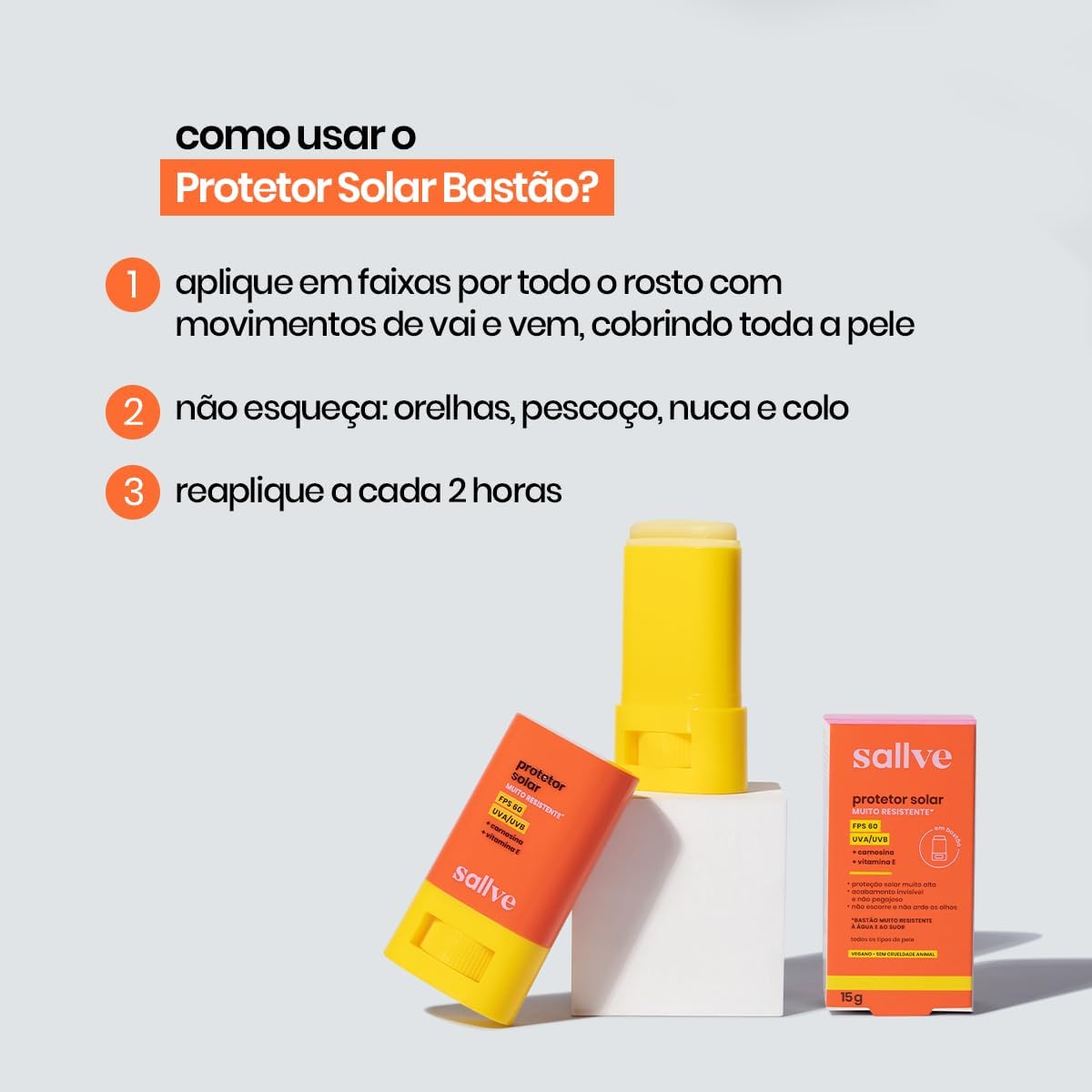 Sallve Protetor Solar em Bastão FPS60 15g - Image 6