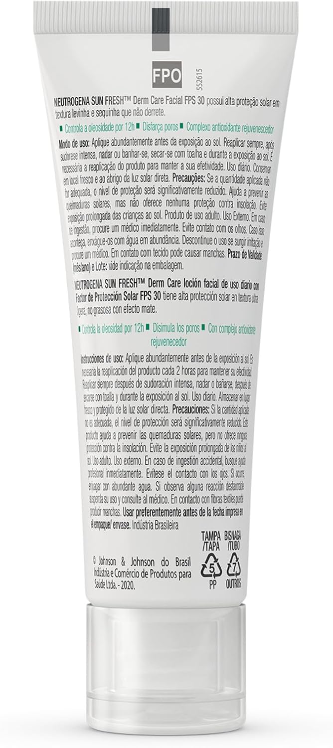 Neutrogena Sun Fresh Protetor Solar Facial Derm Care, Pele Oleosa, Sem/Com Cor, FPS 70, 40g - Image 13