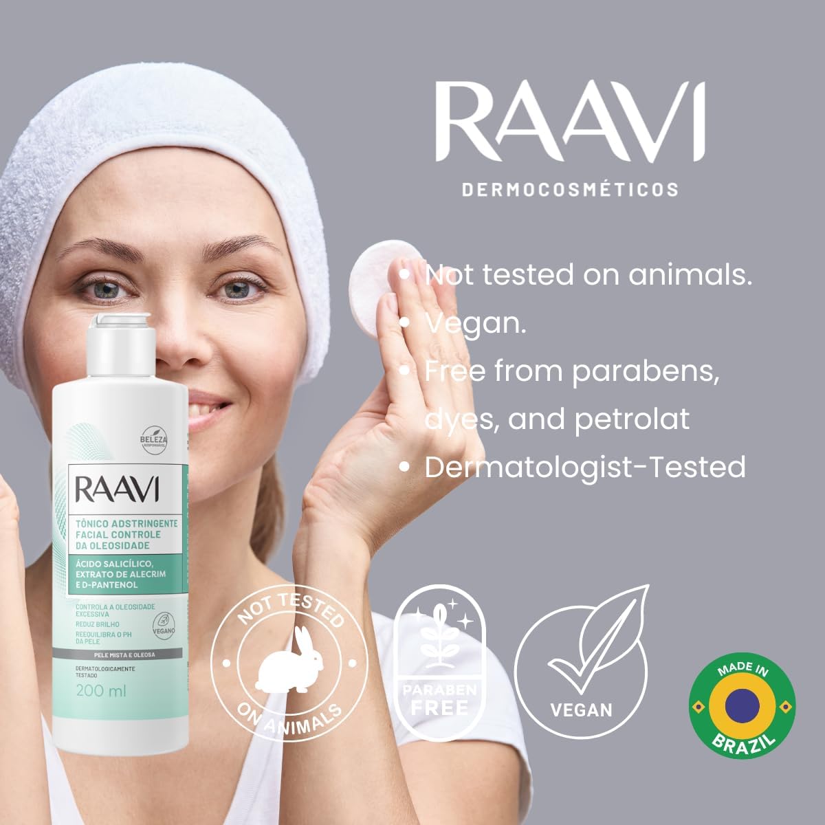 Raavi - Tônico Adstringente Facial Controle da Oleosidade Pele Mista e Oleosa 200ml - Image 5
