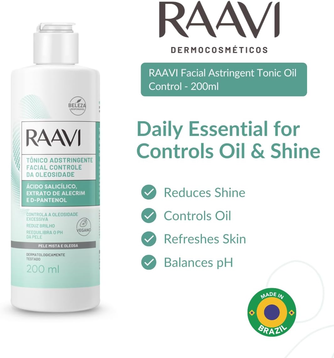 Raavi - Tônico Adstringente Facial Controle da Oleosidade Pele Mista e Oleosa 200ml - Image 2