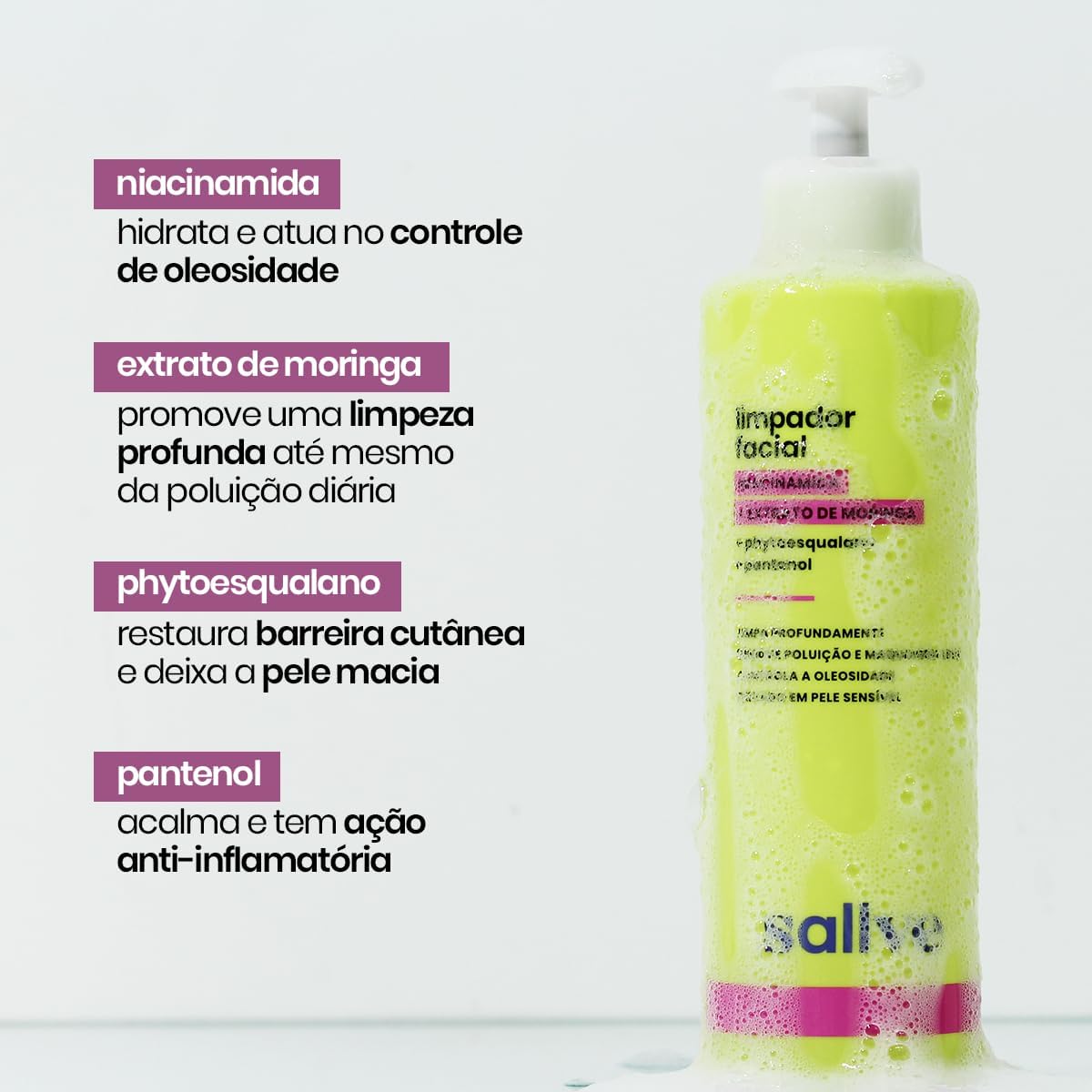 Sallve Limpador Facial 300Ml - Niacinamida Extrato De Moringa - Image 3