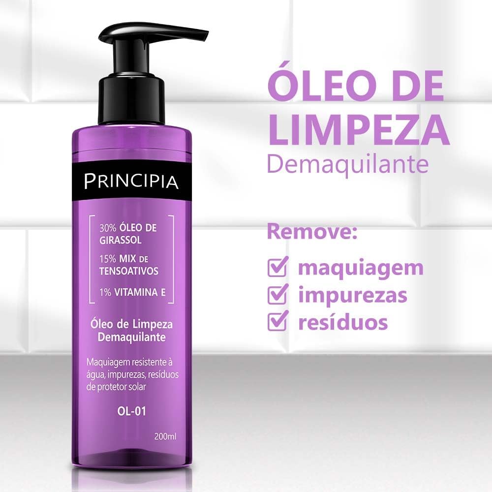 PRINCIPIA, Óleo de Limpeza Demaquilante Facial 30% Óleo de Girassol + 1% Vitamina E OL-01 200 ml - Image 2