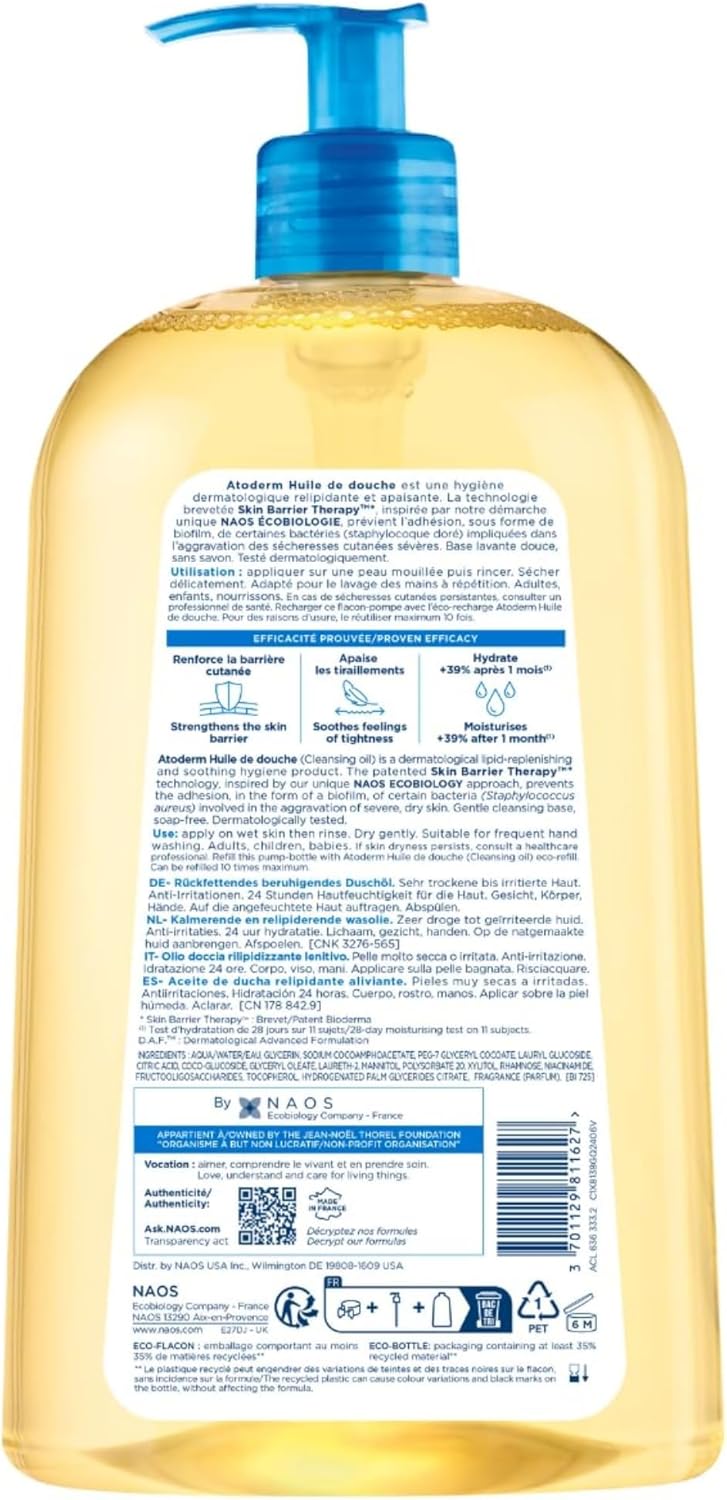 BIODERMA Atoderm Óleo De Banho - Higiene Hidratante Diária 1L - Image 3