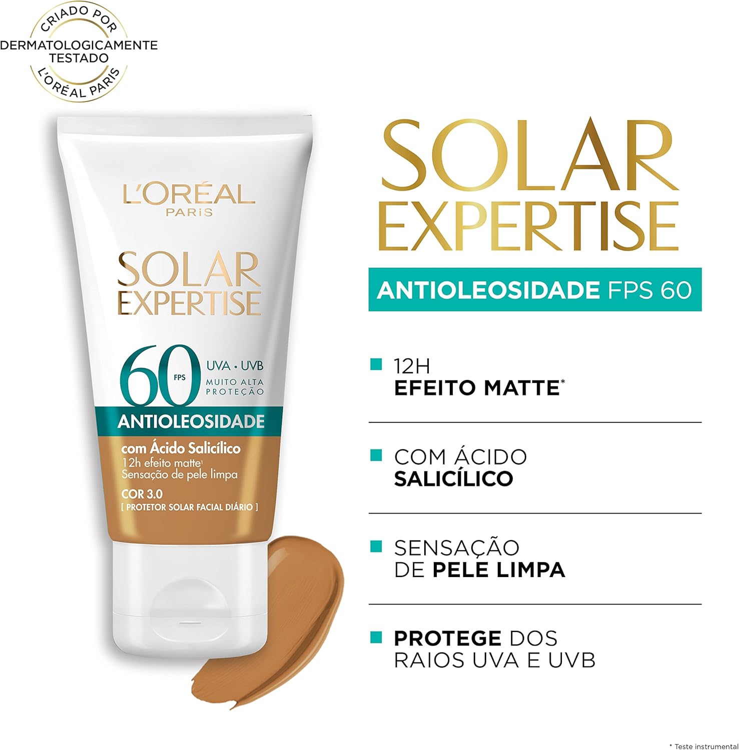 Protetor Solar Facial L'Oréal Paris Solar Expertise Antioleosidade Fps60 Cor 3.0 Média 40G - Image 2