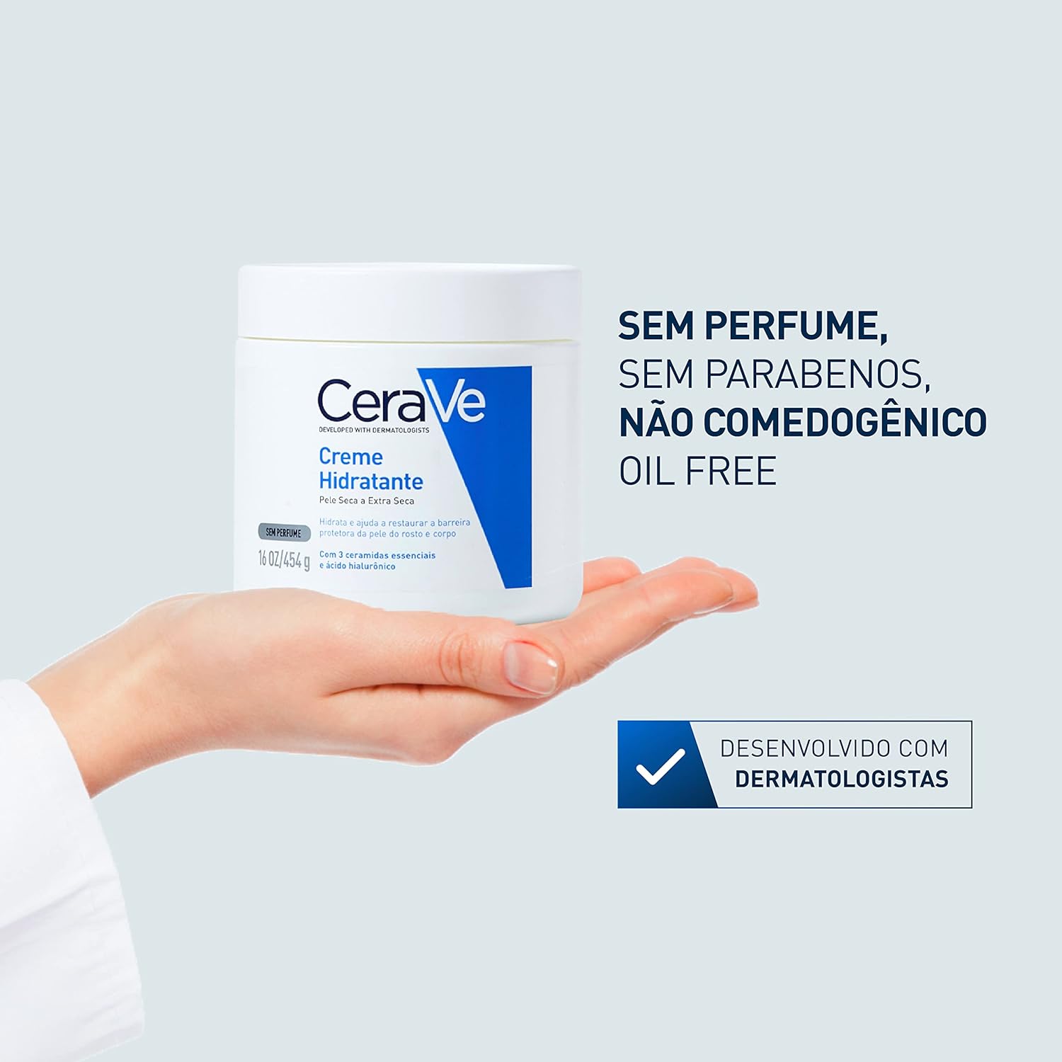 CeraVe Creme Hidratante Corporal, com 3 Ceramidas Essenciais e Ácido Hialurônico, 453g - Image 4