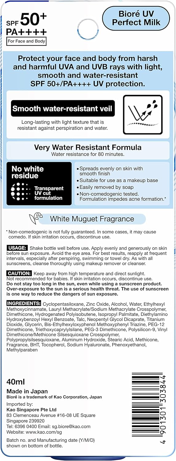 Bioré Protetor Solar Uv Perfect Milk (Azul) 2019 FPS50+ PA++++ - Image 2