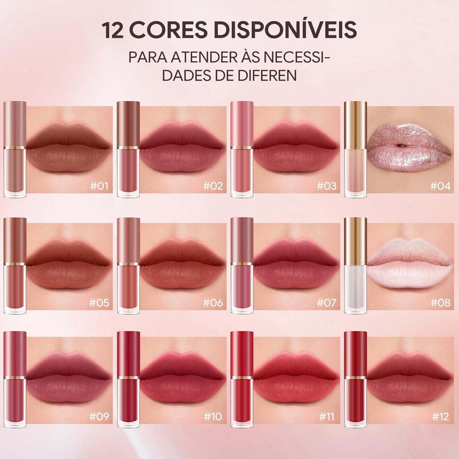 Batom Lip Liner Conjunto Batom liquido | Conjunto de Lápis para Lábios Matte 12 Cores - Image 5